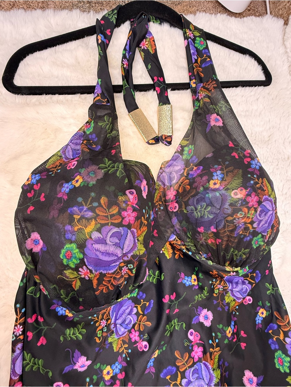 NWOT Gorgeous Marilyn Monroe Women's Ruffled Floral One Piece Swimswear sz 2XL - Picture 4 of 15